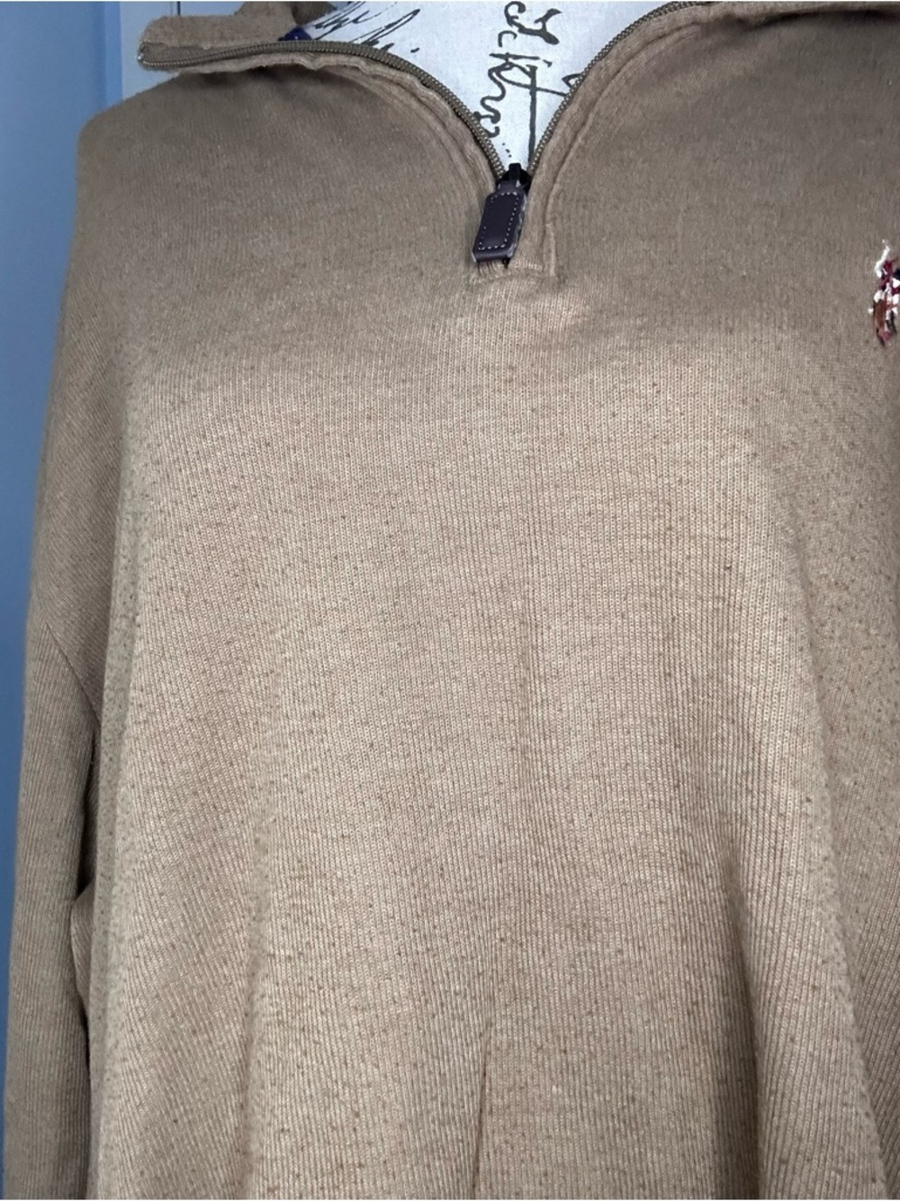 U.S Polo Assn. 2XL Men's Tan Quarter-Zip